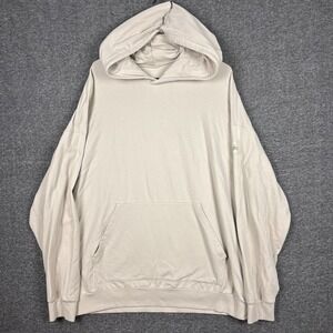 Alo Double Take Hoodie Mens Large Ivory Bone Stretch Performance Pullover Gym